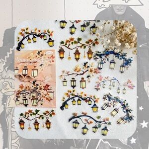 🆕🎉 12 piece set of transparent lantern PET stickers for scrapbook, junk journal